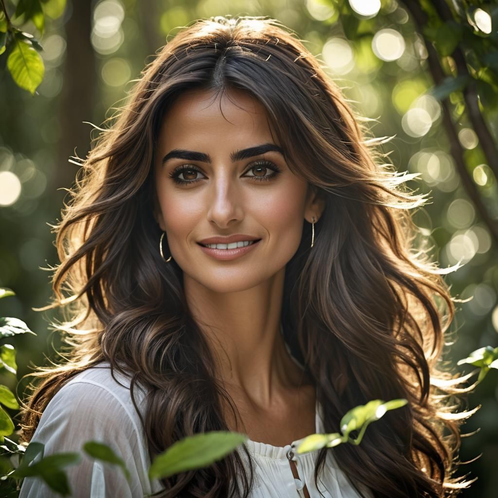 Youthful Woman Portrait with Flowing Hair in Natural Light