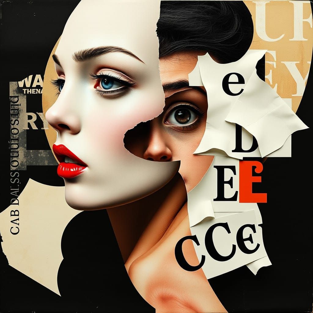 Dreamlike Female Form in Collage Style