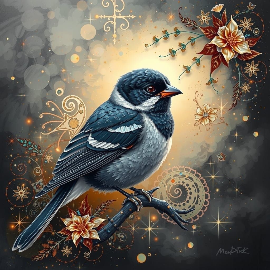 Gothic Sparrow in Museum Collection with Paisley Details