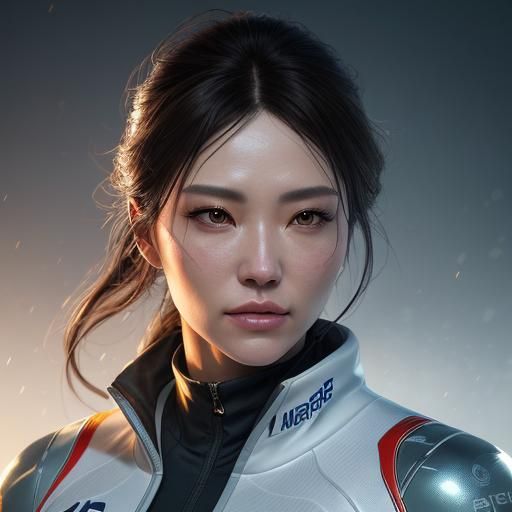 High-Altitude Ski Jumping Beauty in Digital Art