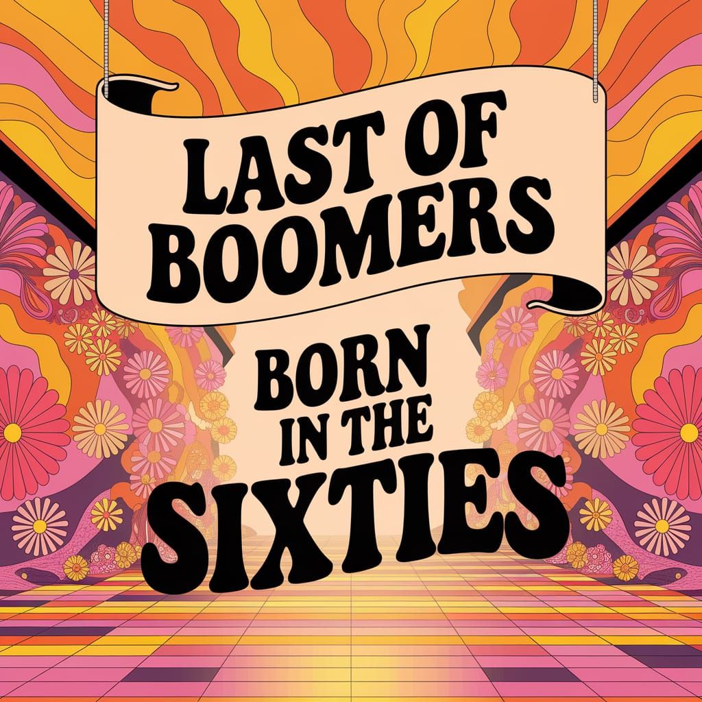 Psychedelic Banner Celebrating the Boomer Generation