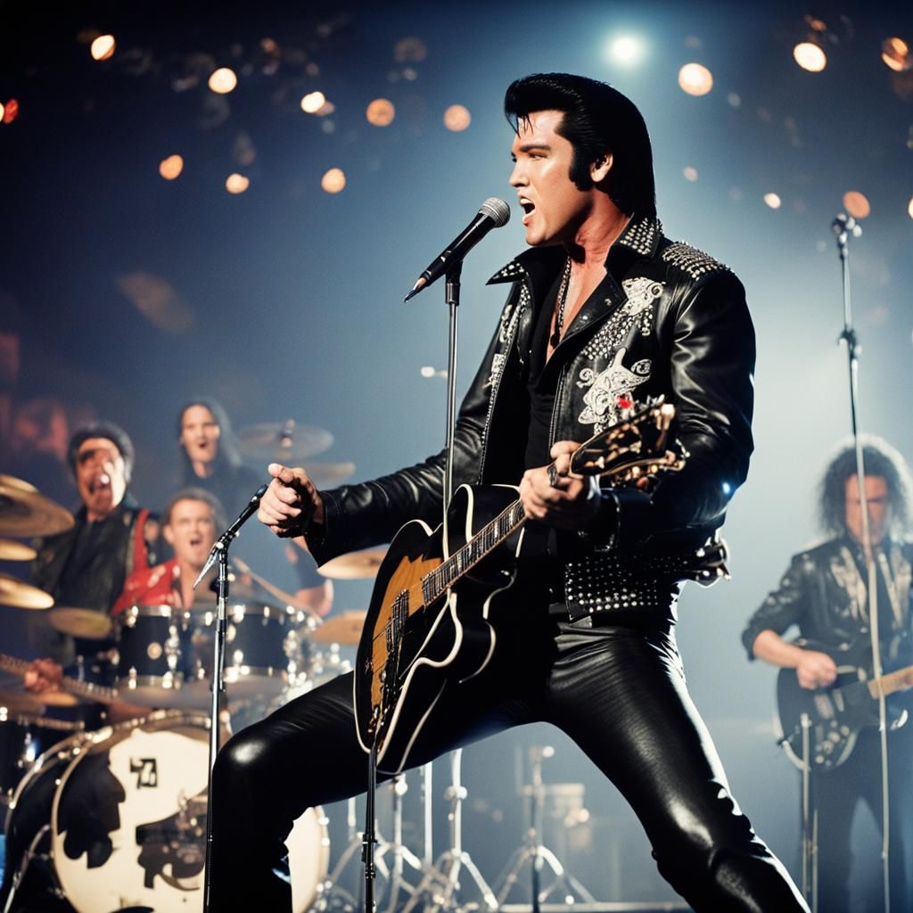 Elvis Presley Singing Rock and Roll on Stage