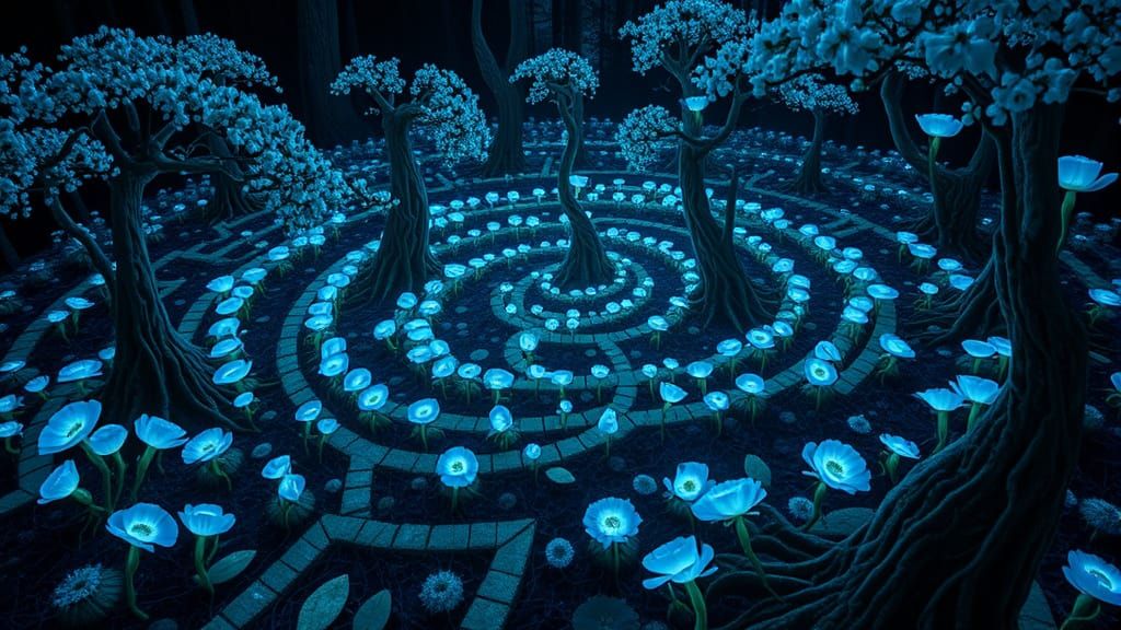 Dreamlike Labyrinth in Ethereal Light
