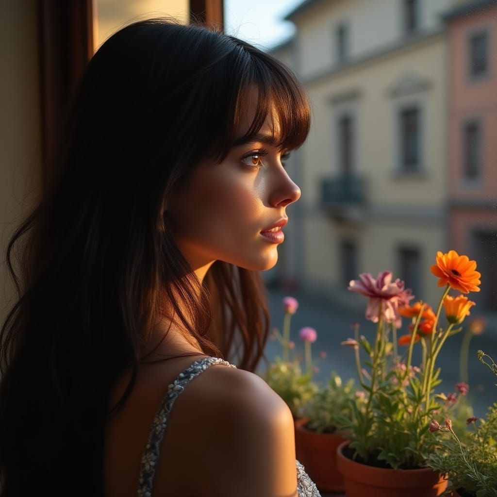 Ethereal Woman Lost in Thought by a Window