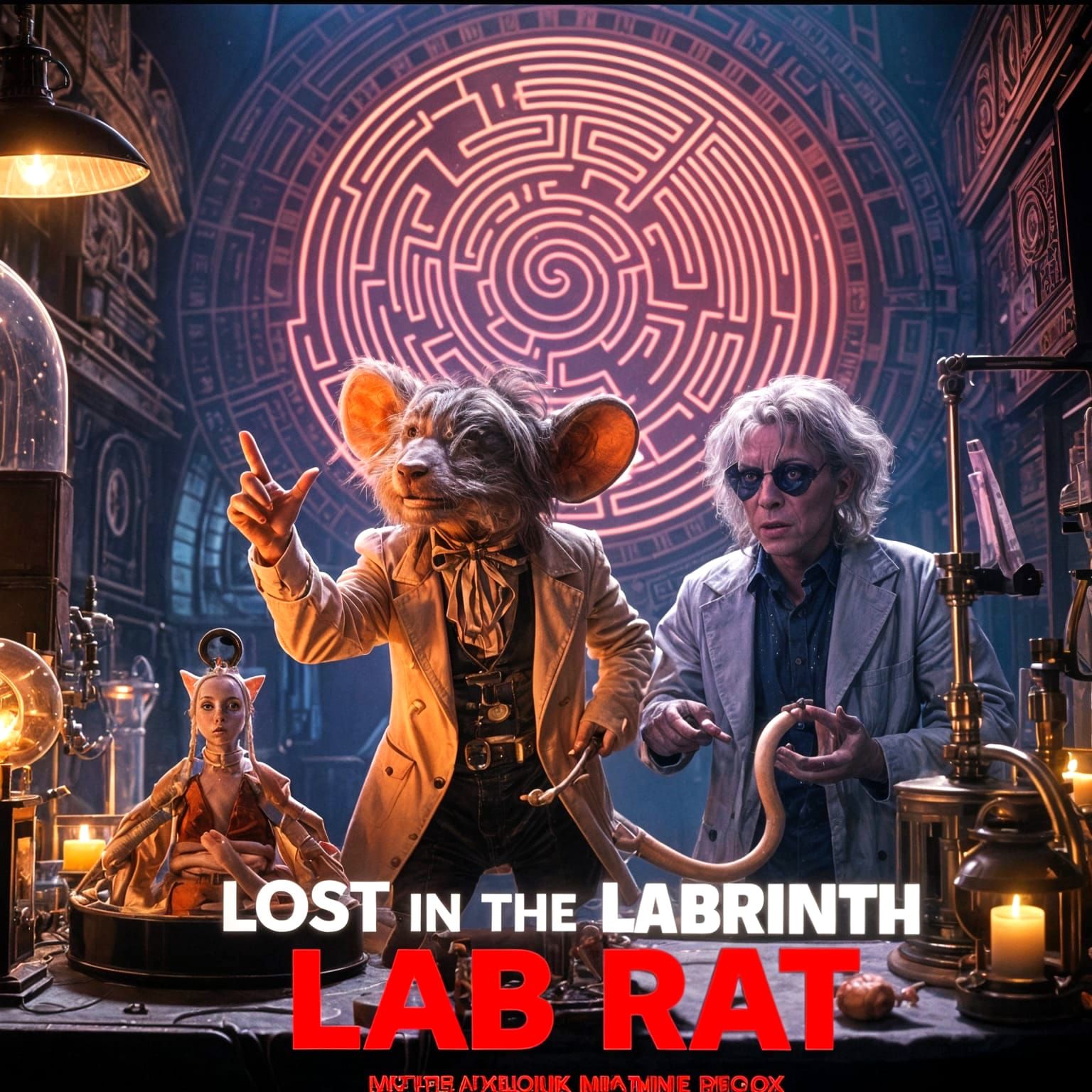 Lab Rat Lost in Labyrinth: Moody Cinematic Scene