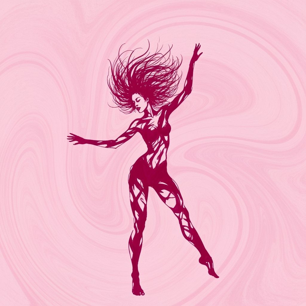 Abstract Pink Dancer in Swirling Background