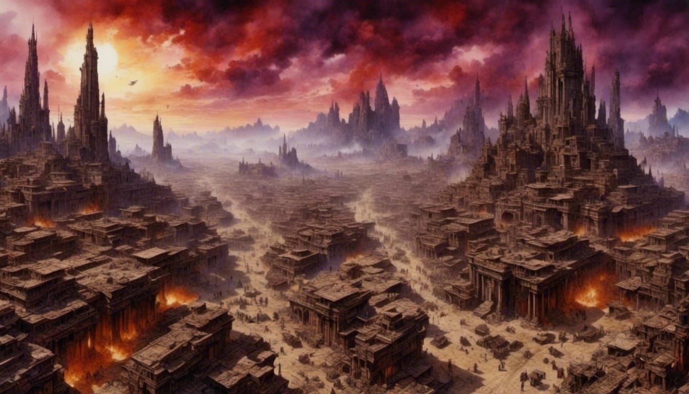 Futuristic Dystopian Angels in Sword and Sorcery Style