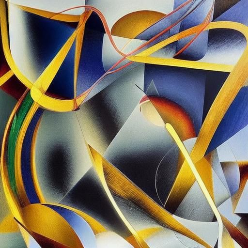 Abstract Metallic Fractal Angles in Expressionist Style