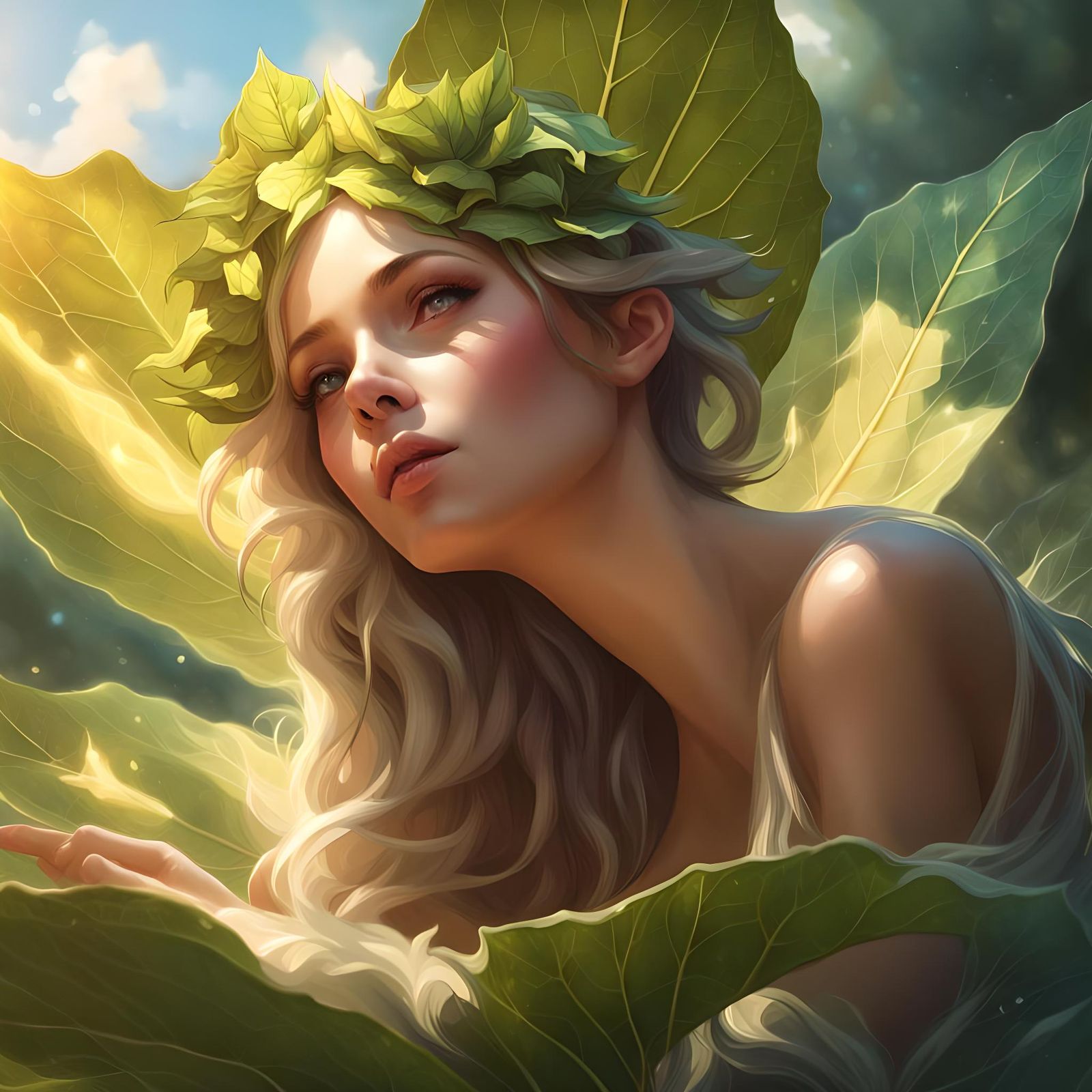 Fairy Sunbathing in Divine Sunshine as Digital Art