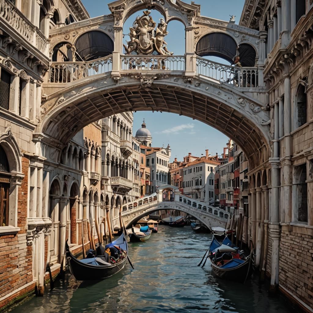 Venice Rialto Bridge: Hyperdetailed High-Resolution Photo