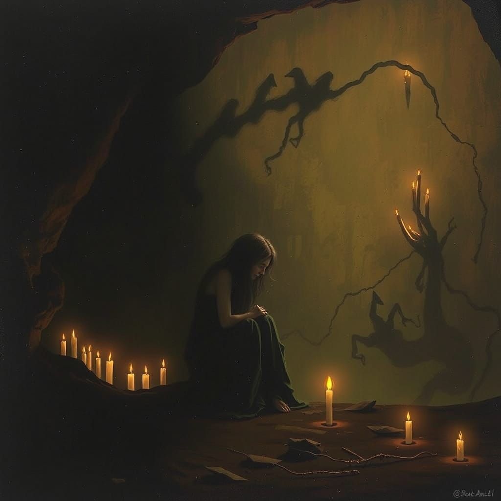 Mystical Pnewling in Surrealist Cave