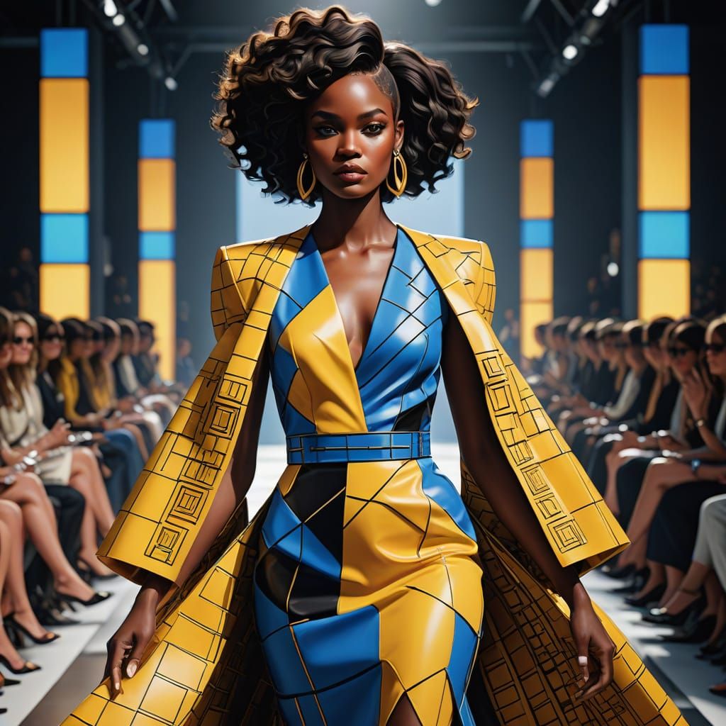 Vibrant Yellow Cut-Out Dress Fashion Illustration