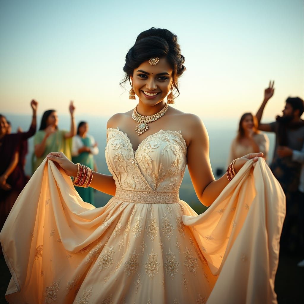 Joyful Indian Bride in Cinematic Wedding Photo