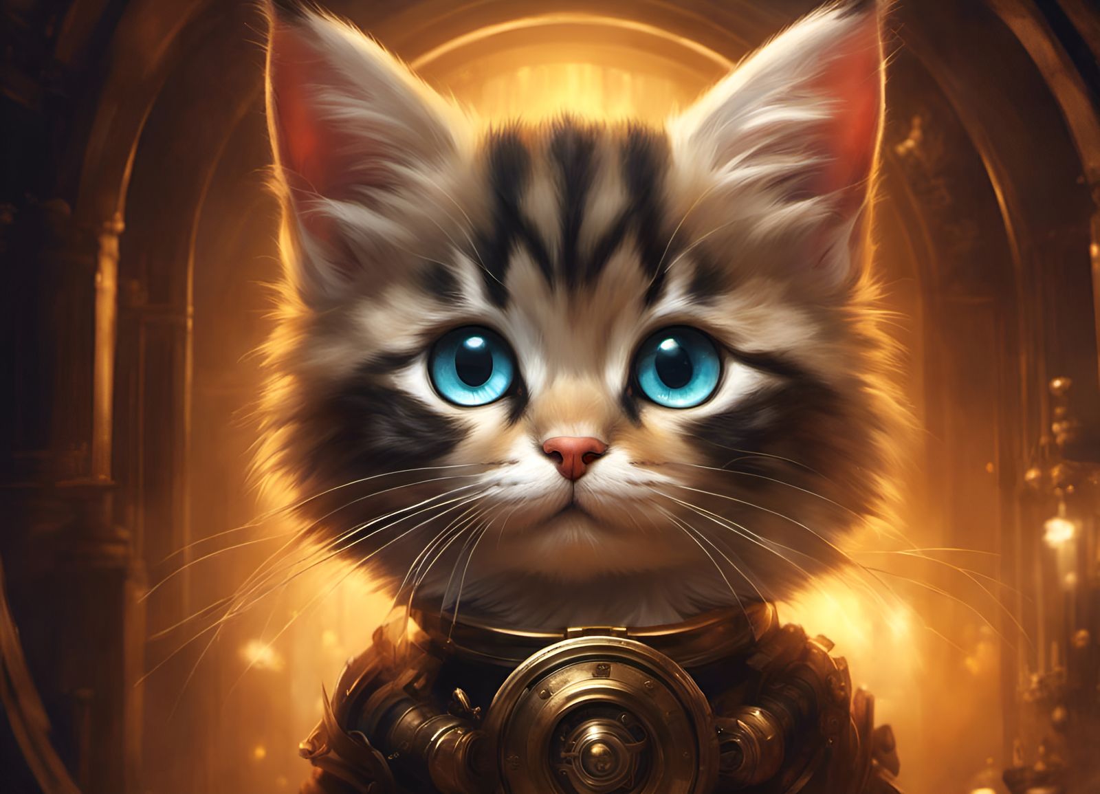 Steampunk Chibi Cat with Intricate Details