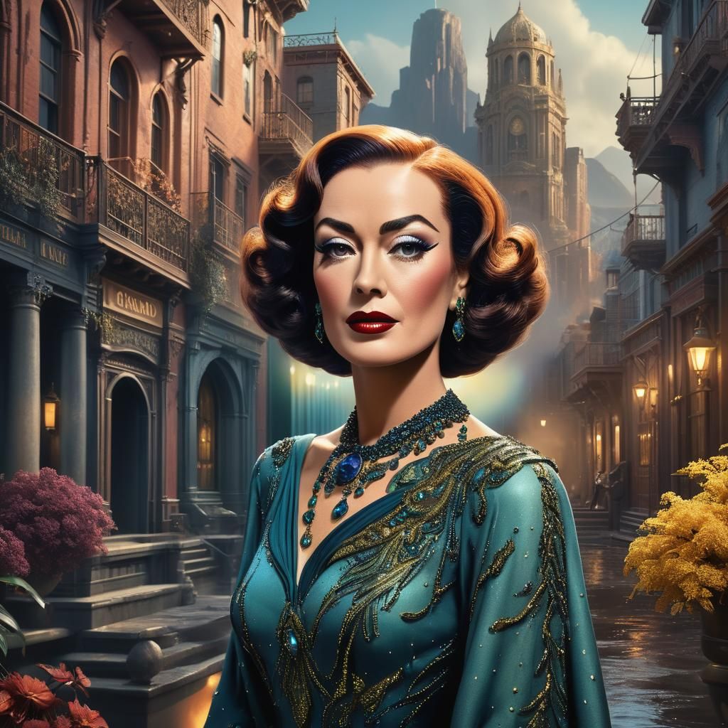 Modern Joan Crawford: Detailed Fantasy Concept Art