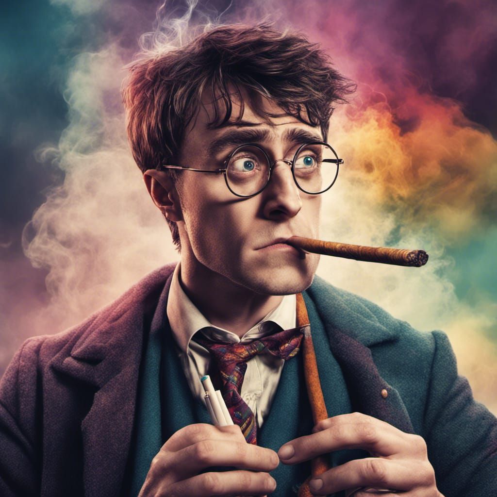 Harry Potter Smoking Cigar: Detailed Fantasy Art