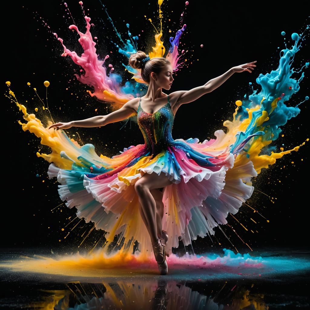 Frozen Oil Powder Explosion with Ballerina, Splash Art