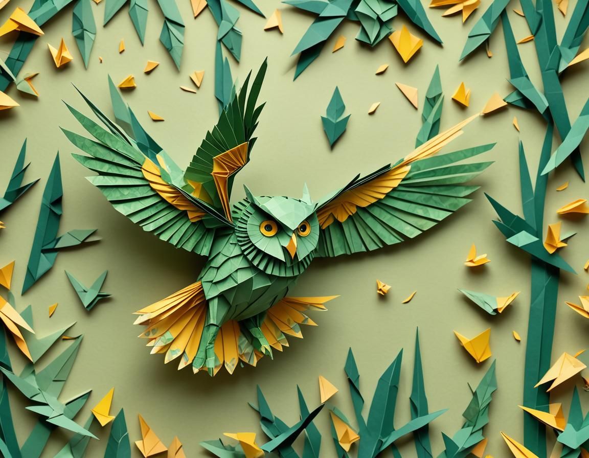 Origami Owl Papercraft Art in Soft Focus