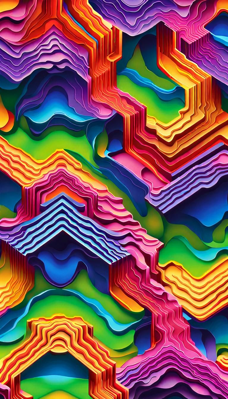 Abstract Op-Art with Prismatic Neon Colors