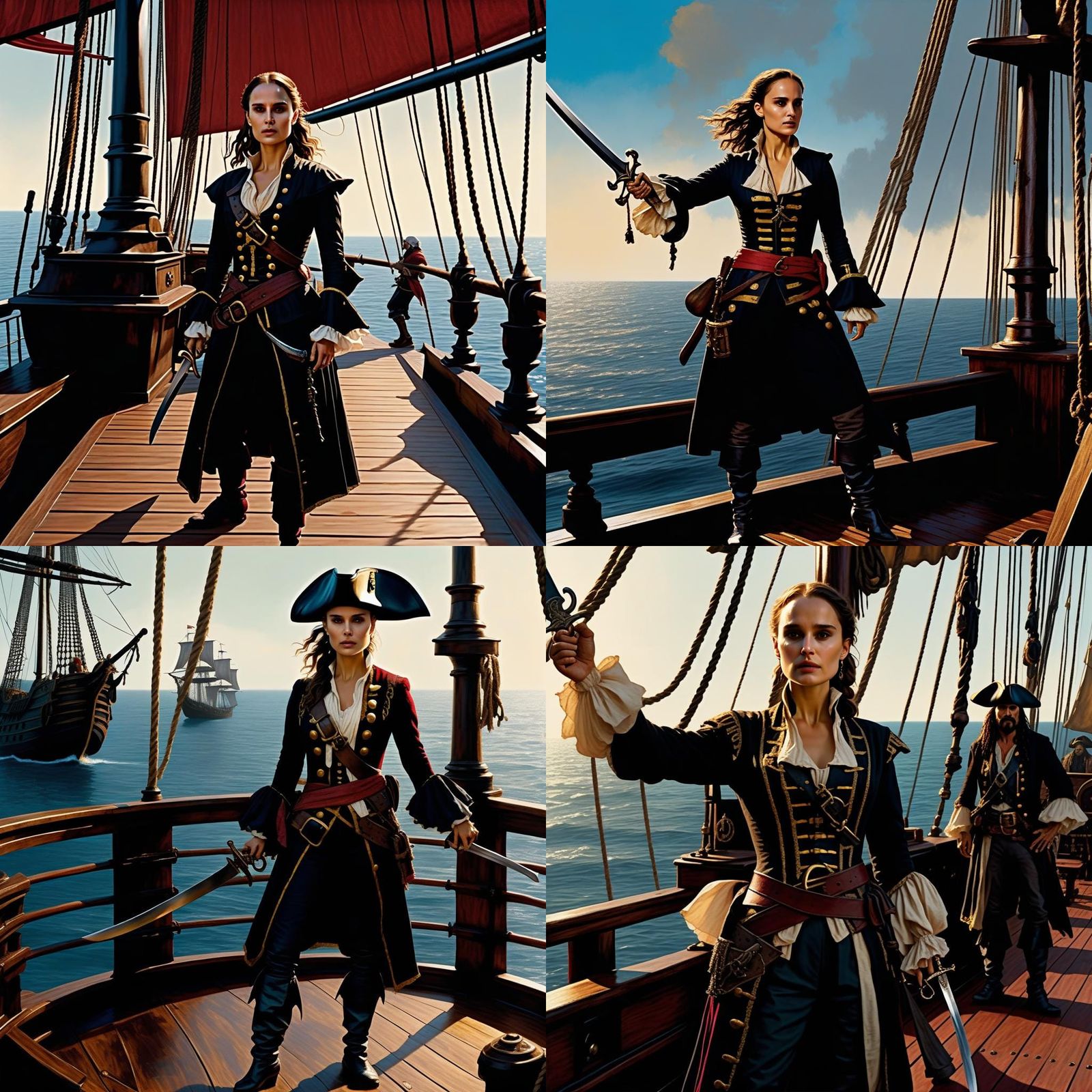 Pirate Captain on Deck: Oil Painting Illustration