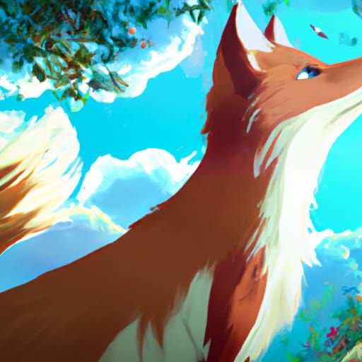 Anime Spirit Fox in Ghibli Style