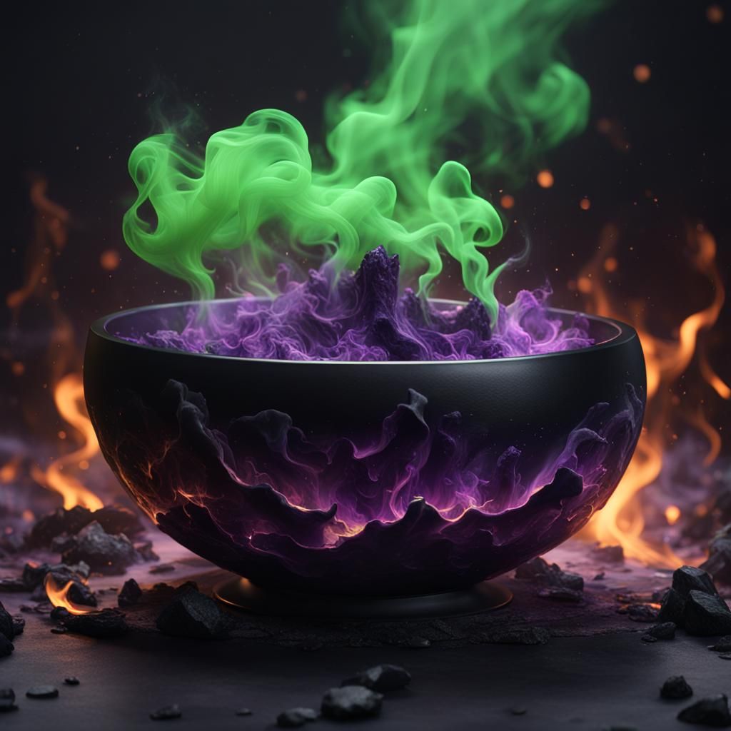 Purple Fire with Green Smoke, Fantasy Concept Art