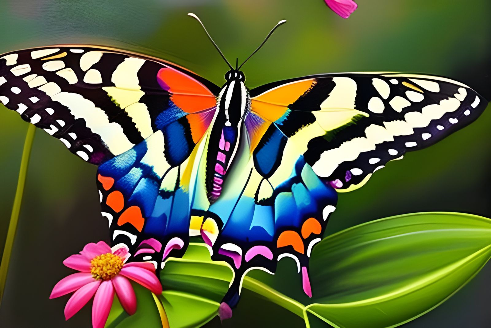 Tiger Swallowtail Butterfly Oil Painting in Impasto Style