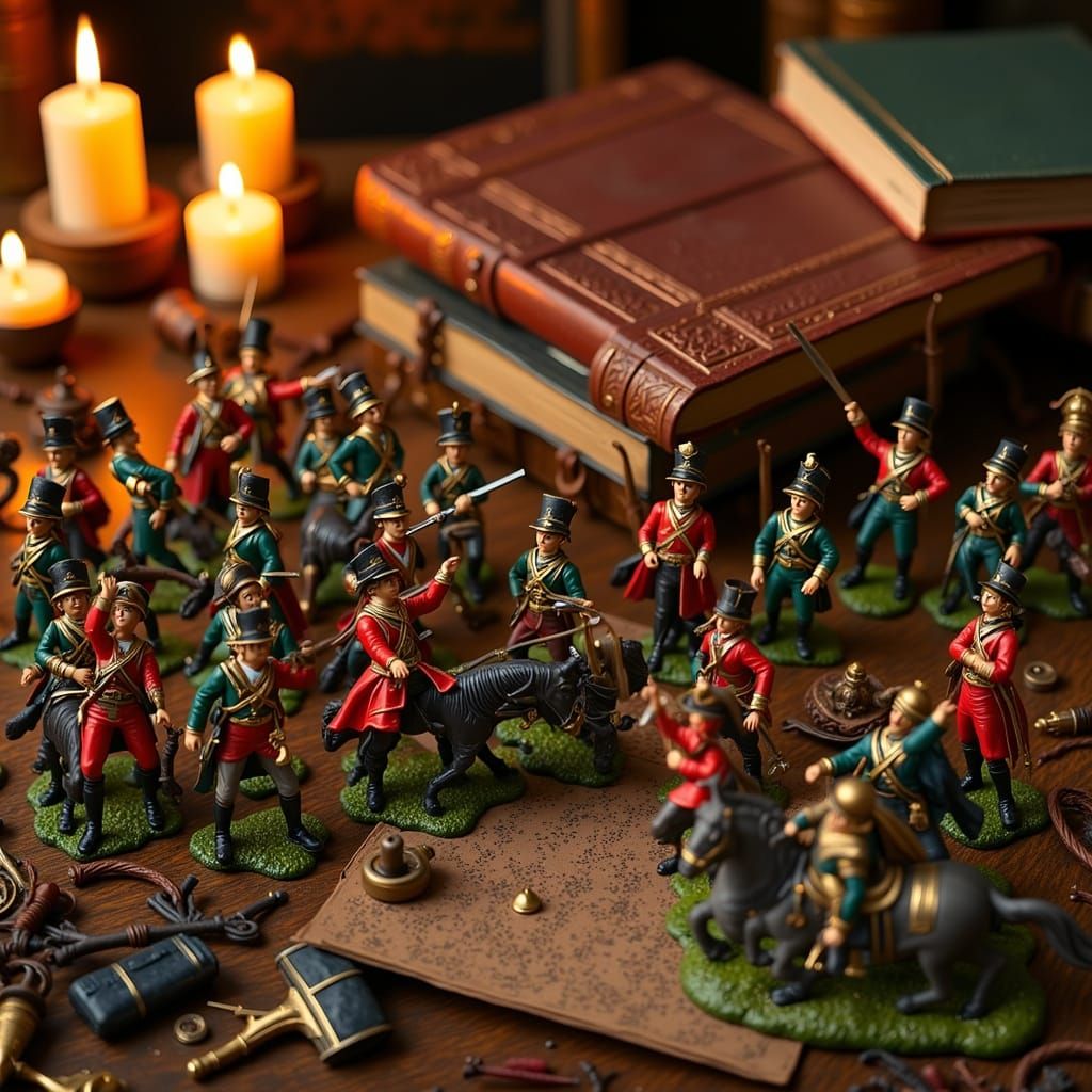 Napoleonic Miniature Soldiers Clash on Tabletop