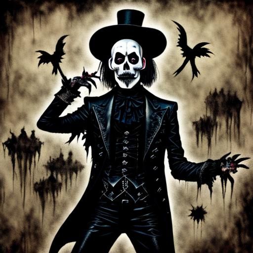 Macabre Gothic Clown Dancing in Dark Painting