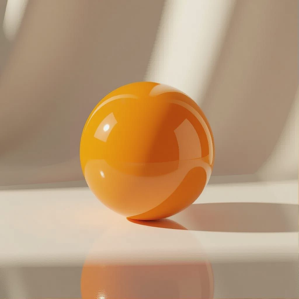 Vibrant Orange Orb in Minimalist Photorealistic Style