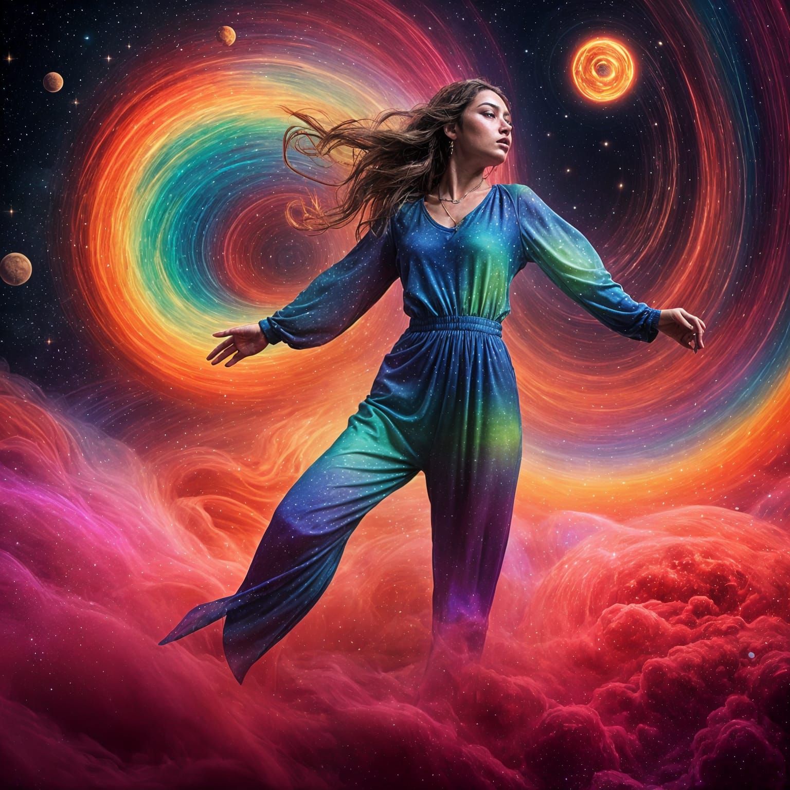Cosmic Lady Dancing: A Hypnotic Image