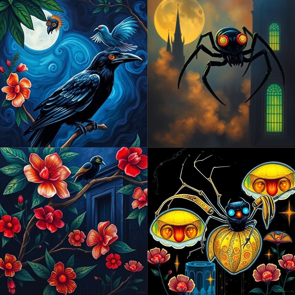 Fauvist Birds in Tropical Bloom