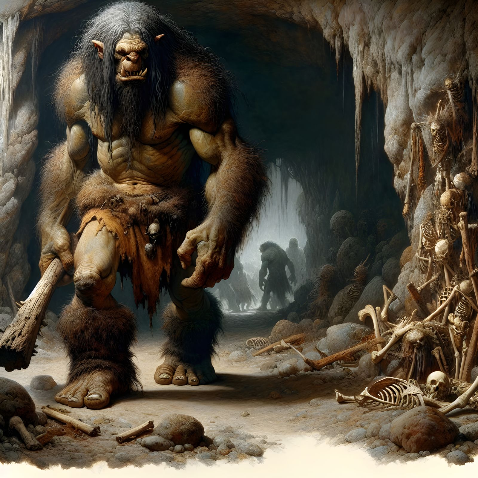 Barbaric Ogre Stands Guard Near Cave Entrance