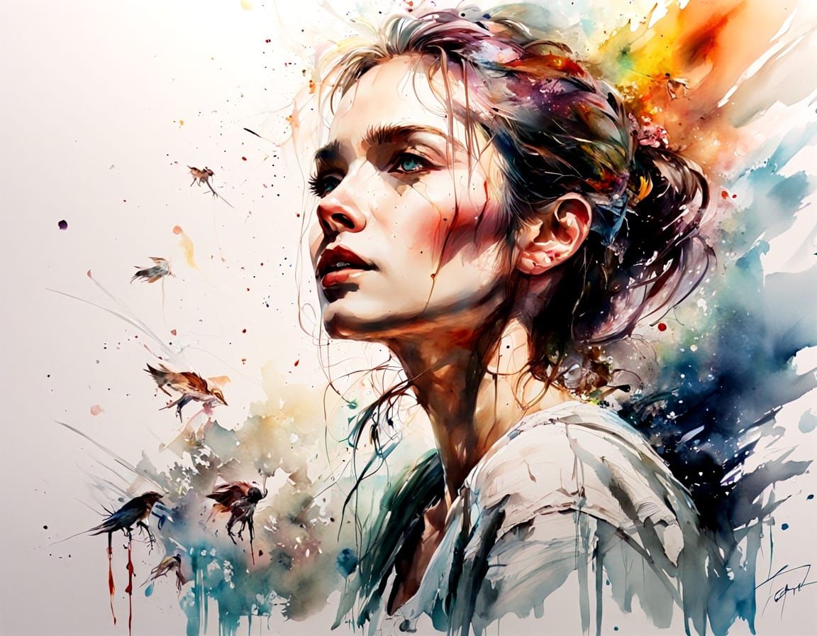 Hyperrealistic Earth as Vibrant Watercolour Splash Art