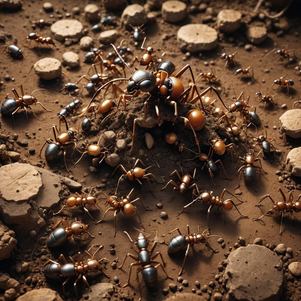Heroic Ant in a Thriving Underground Colony