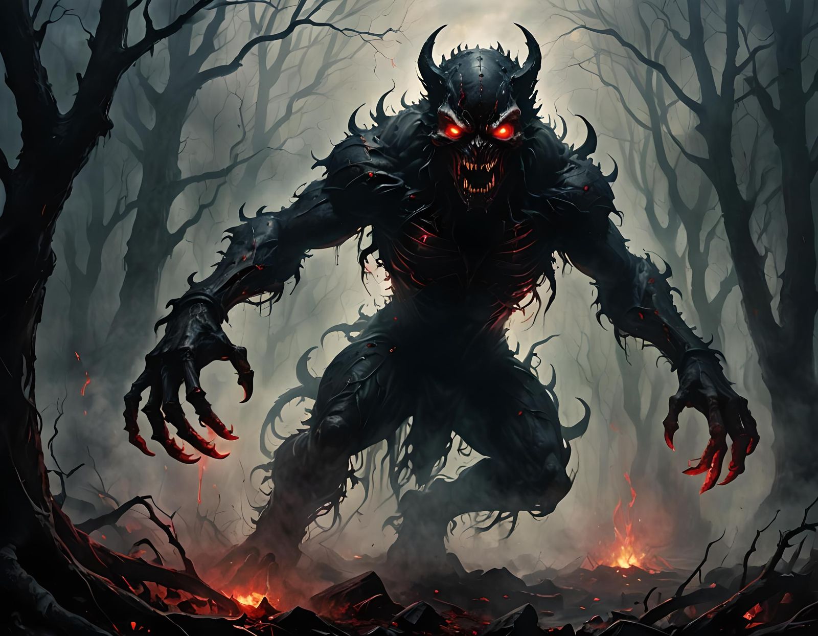 Terrifying Shadow Creature in Gothic Horror Style