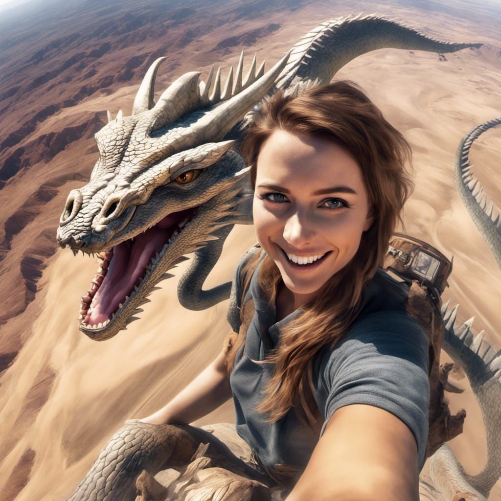 Dragon Selfie: Extreme Height Digital Art