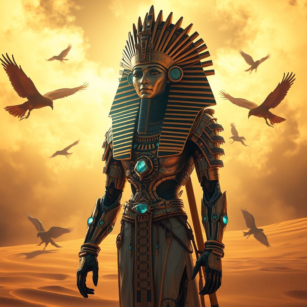 Cybertech Egyptian Deity in Divine Light