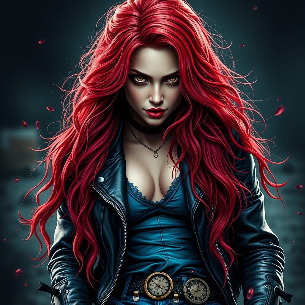 Sultry Redhead Biker Girl in High Definition