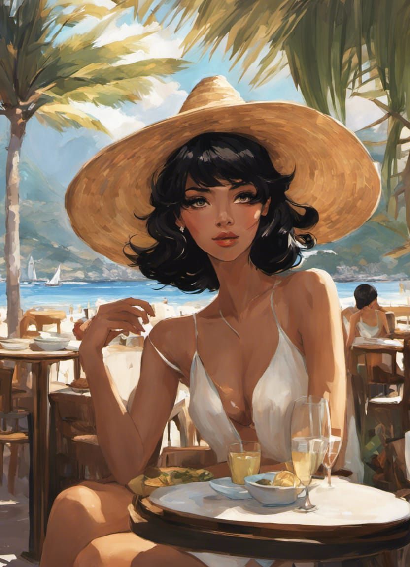 Brazilian Witch at Copacabana Restaurant, Digital Painting