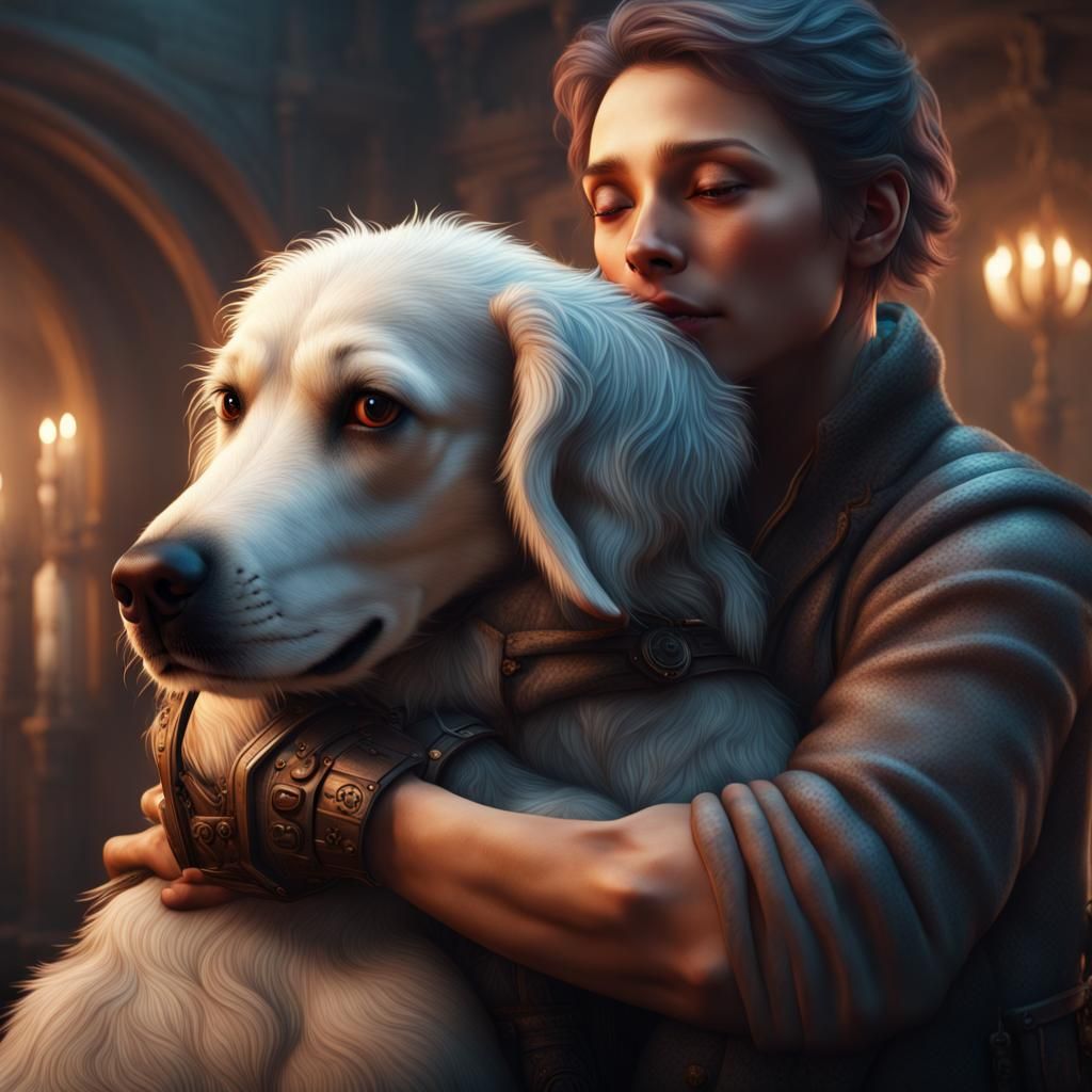 Dog's Loving Embrace: Fantasy Concept Art