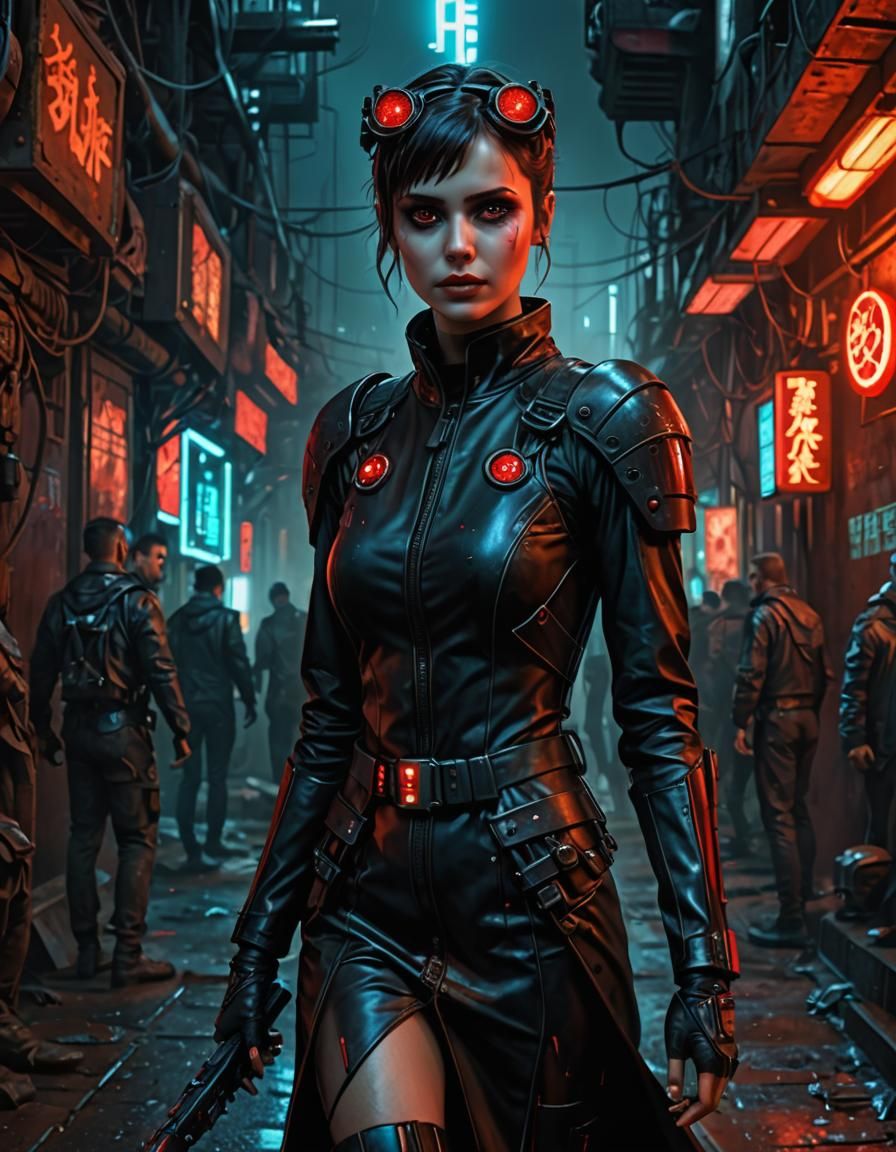 Cute Post-Apocalyptic Woman in Blade Runner Style