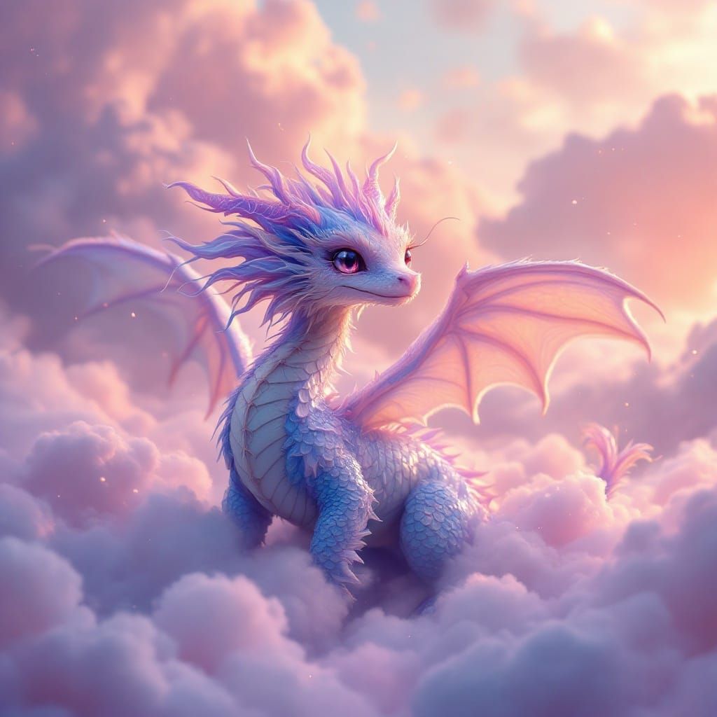 Air Elemental Baby Dragon in Dreamlike Environment