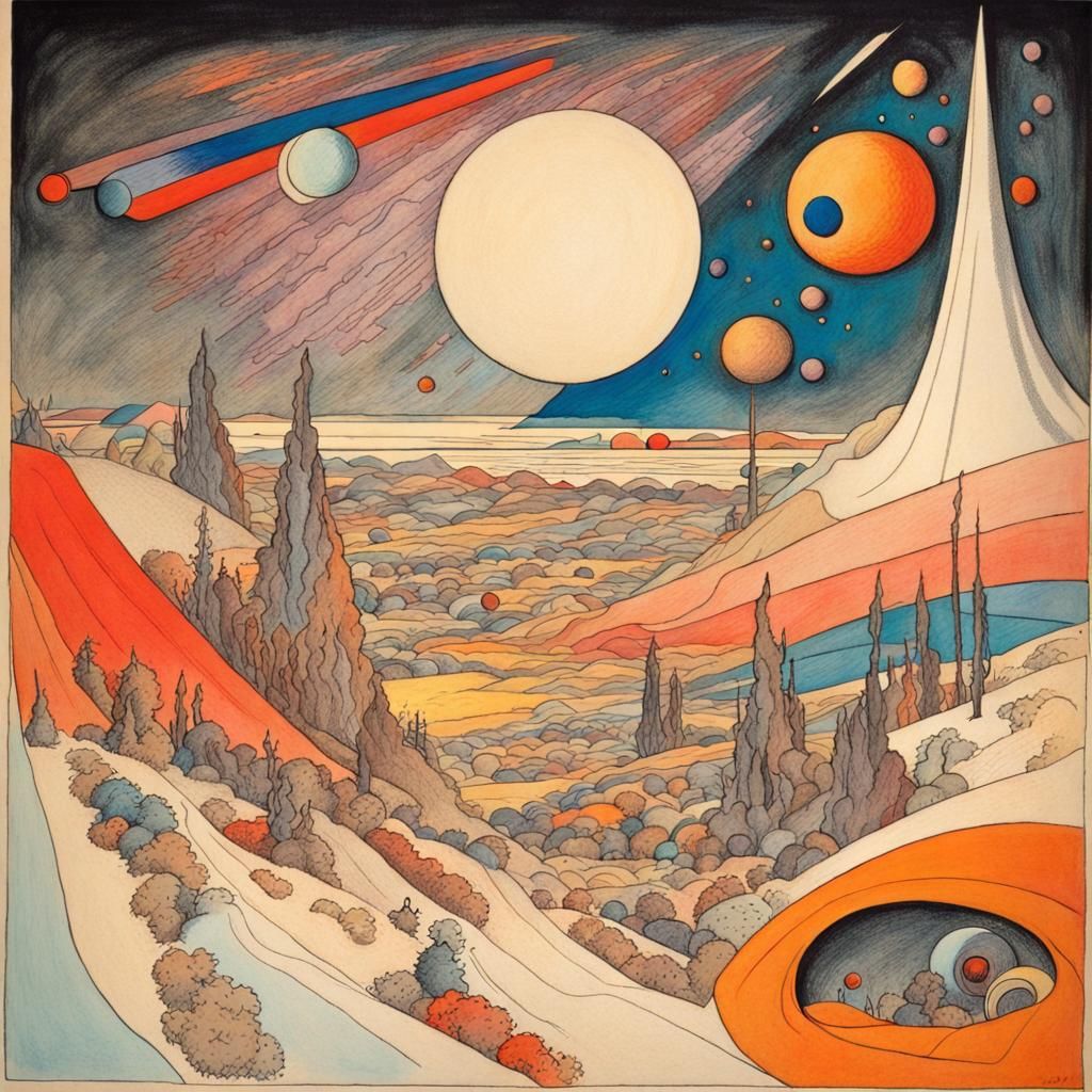 Breathing Hairy Landscape in Abstract Expressionist Style