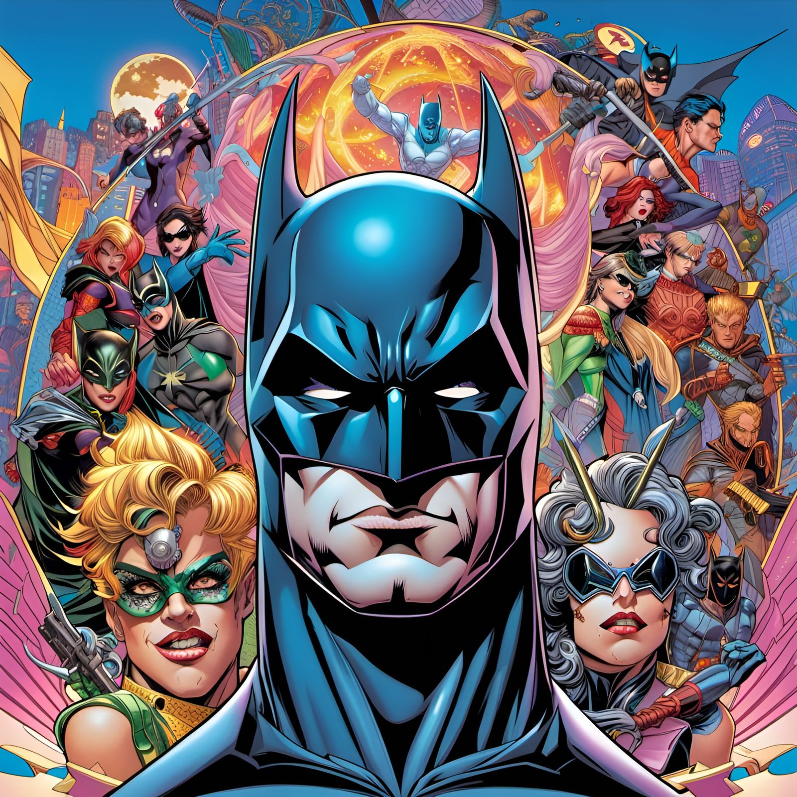 Hyperrealistic Batman in Vaporwave Style