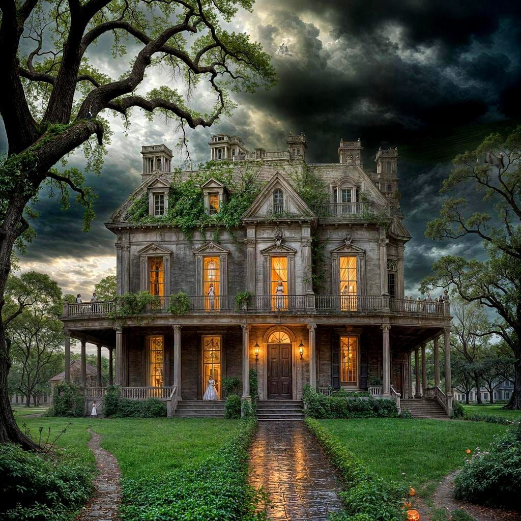 Haunted Southern Gothic Plantation at Twilight
