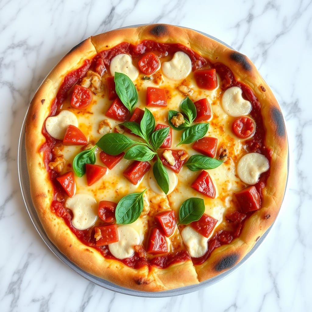 Surreal Pizza Landscape in Neon Style