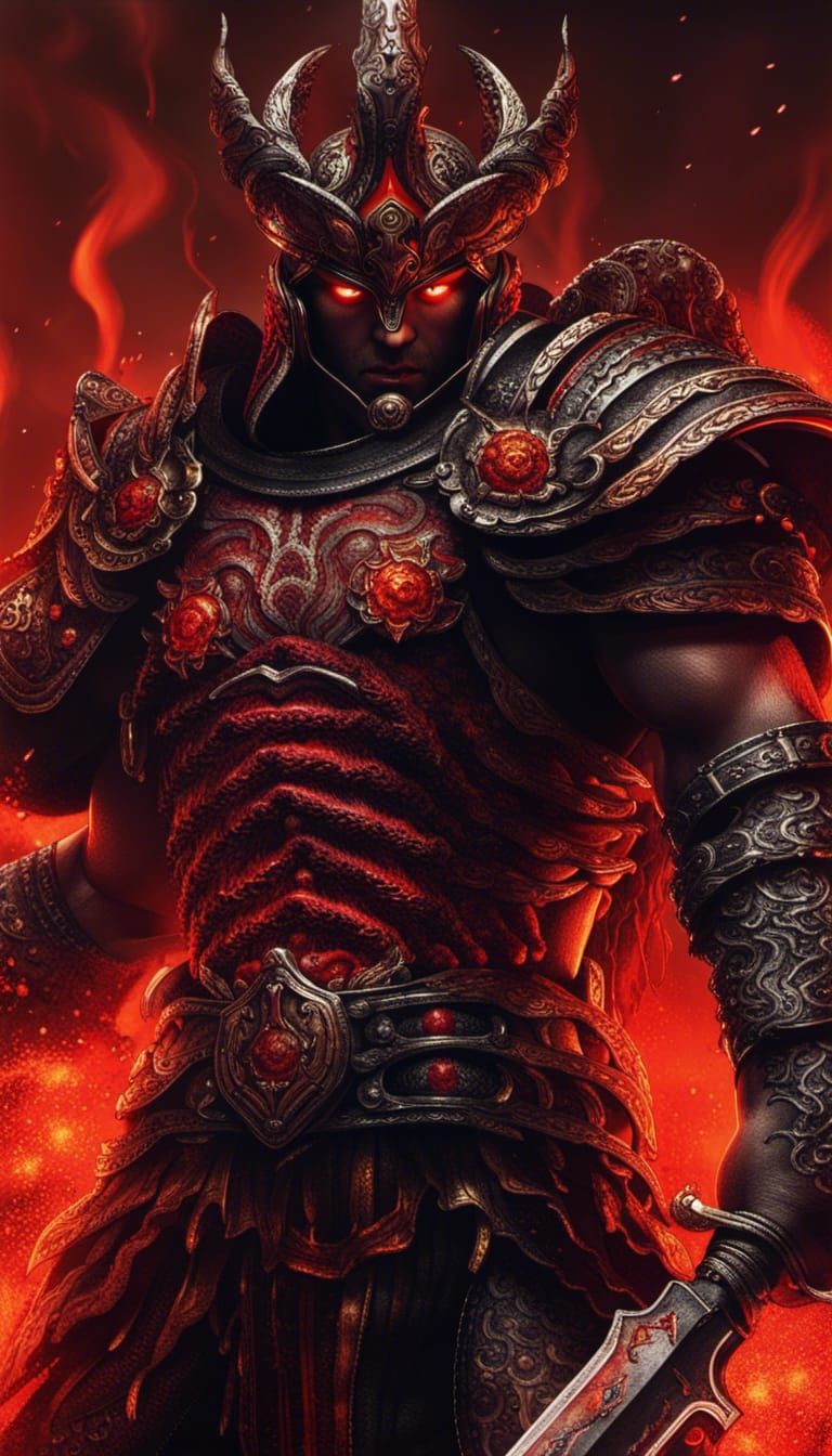 Ares with Lava Eyes in Hyperdetailed Render