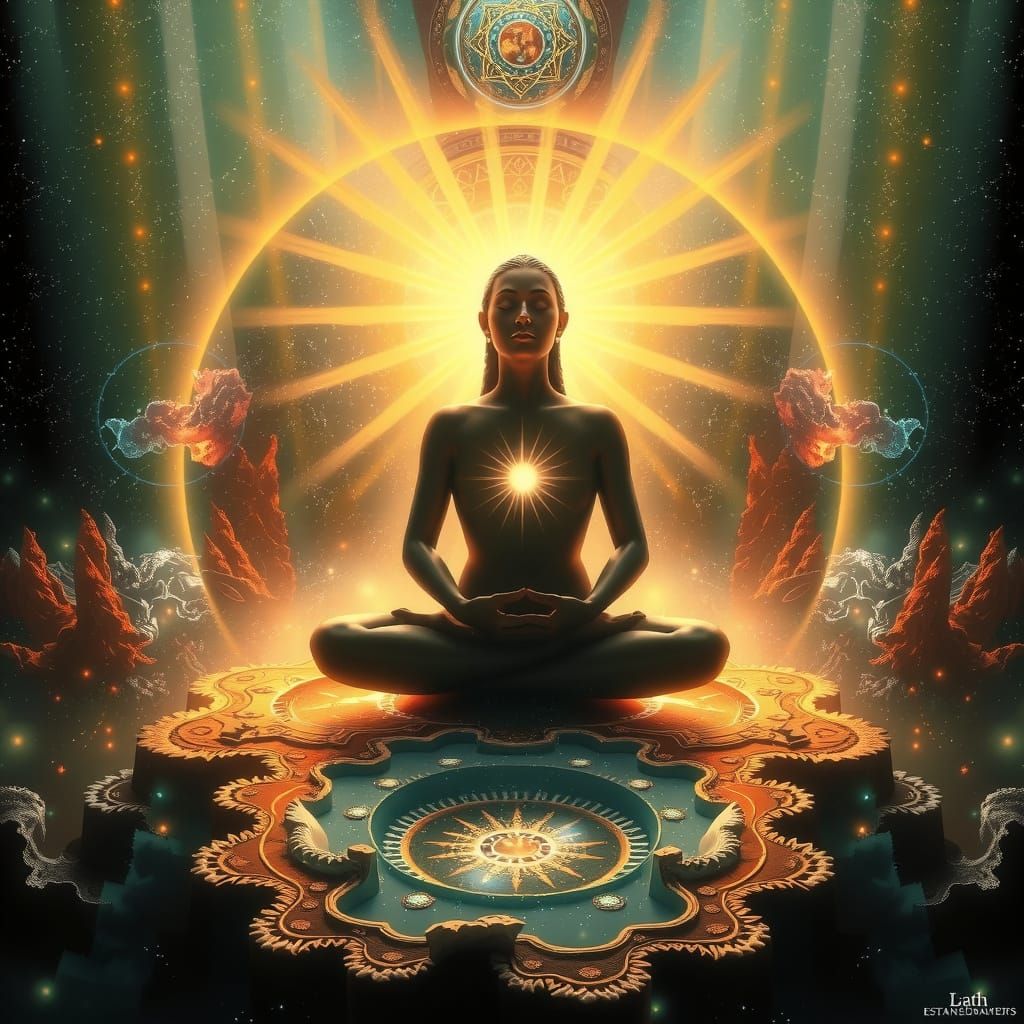Meditative Avatars in Cosmic Light: A Visionary Series