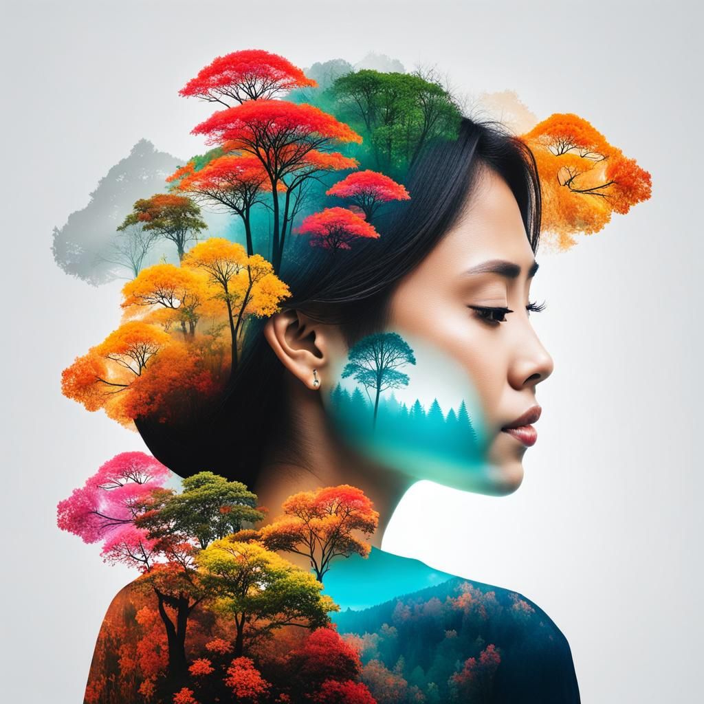 Double Exposure: Indonesian Woman and Nature
